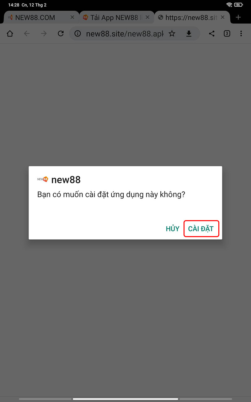 Tiến hành cài đặt ứng dụng